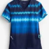 Koi Lite™ Reform Wavy Ombre Blue Women's 2-Pocket V-Neck Print Scrub Top