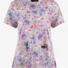 Koi Basics Beautiful Day Whimsical Women's 2-Pocket STRETCH V-Neck Print Scrub Top