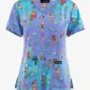 Koi Basics Mermaid Cove Ombre Women's 2-Pocket STRETCH V-Neck Print Scrub Top