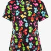 Koi Basics Playful Pretty Kitty Women's 2-Pocket STRETCH V-Neck Print Scrub Top