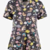 Koi Basics Toof Fairy Cats Women's 2-Pocket STRETCH V-Neck Print Scrub Top