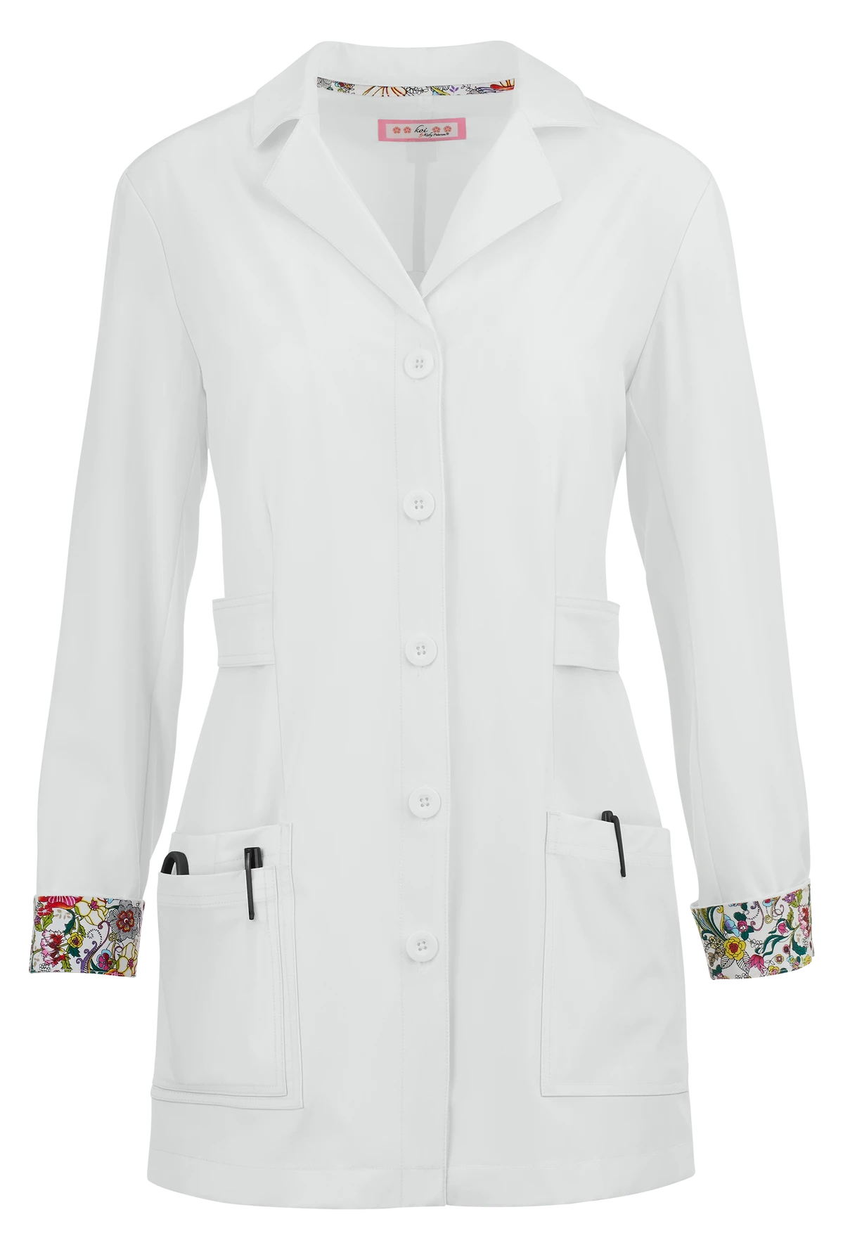 Koi Professional Stretch Women's 31 ½" 3-Pocket Lab Coat 1 Koi Professional Stretch Women's 31 ½" 3-Pocket Lab Coat