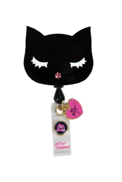 Betsey Johnson Cat Button-Snap Retractable ID Badge Holder