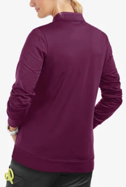 UA Butter-Soft STRETCH Women's 2-Pocket Technical Knit Zip Front Scrub Jacket -Cherokee Shop KN482 WINE 4