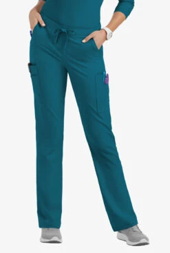 Lauderdale By UA Marina Women's 9-Pocket Flat Front Straight-Leg STRETCH Scrub Pants