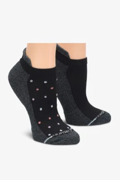 Nurse Mates Black Tri-Color Dot Women's 2-Pair Multi-Pack Anklet Socks