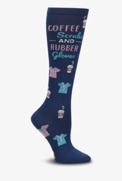 Nurse Mates Coffee, Scrubs, Rubber Gloves Women's 12-14 MmHg Light Compression Socks