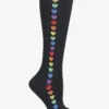 Nurse Mates Rainbow Hearts Women's 12-14 MmHg Light Compression Socks