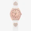 Nurse Mates Pave Heart Ornament Women's Silicone Strap Watch