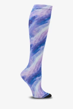 Nurse Mates Blue Gemstone Marble 360 Women's 12-14 MmHg Light Compression Socks