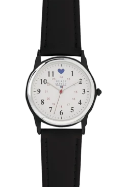 Nurse Mates Black Chrome Military Time Water Resistant Wrist Watch