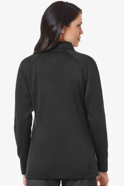 Maevn Blaze Women's 5-Pocket Zip Front Raglan Sleeve Fleece Scrub Jacket -Cherokee Shop MA3812 BLACK 3