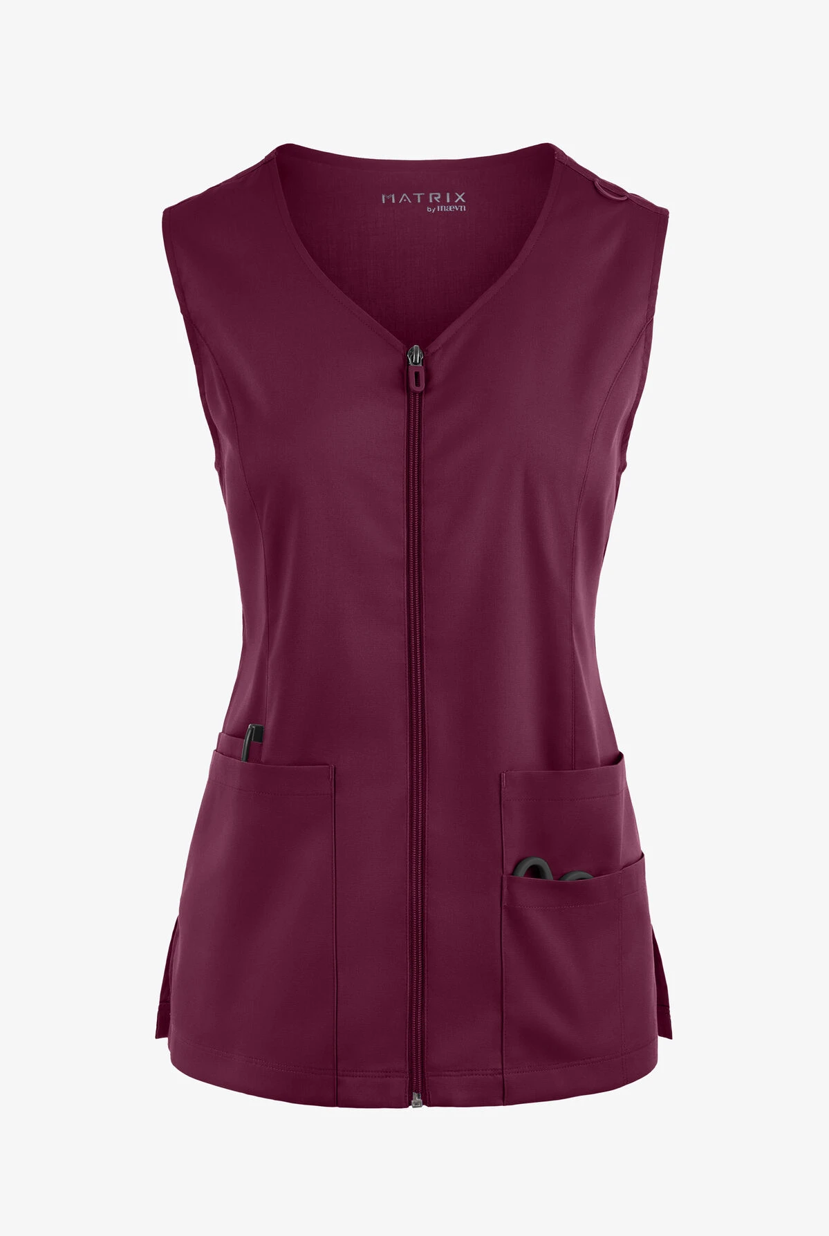 Maevn Matrix Basic Women's 5-Pocket STRETCH Zip Front Scrub Vest 1 Maevn Matrix Basic Women's 5-Pocket STRETCH Zip Front Scrub Vest