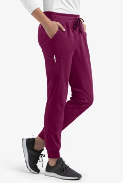 Maevn Matrix Impulse Women's 5-Pocket STRETCH Jogger Scrub Pants - Petite -Cherokee Shop MA8520 WINE 5