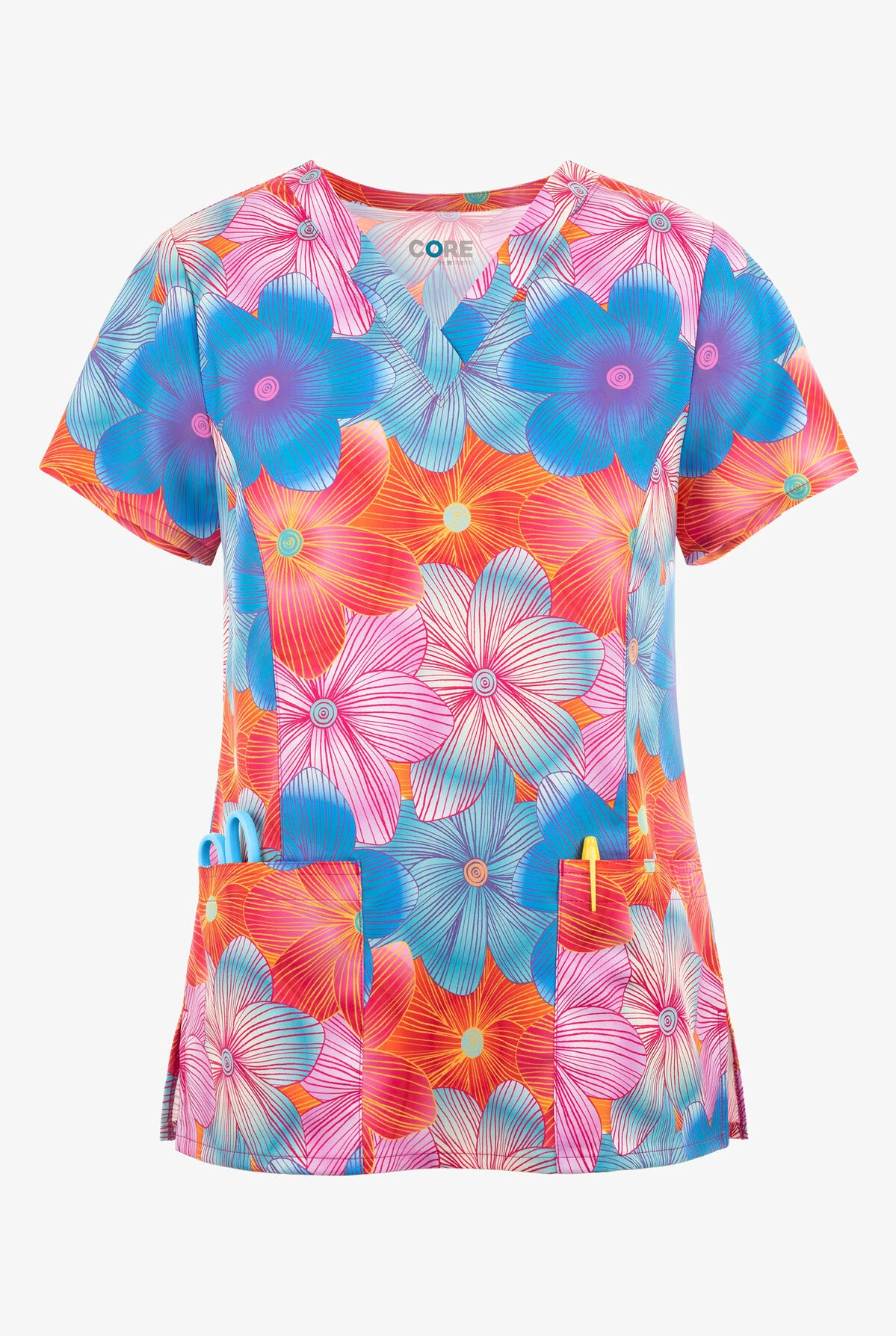 UA Exclusive Maevn Floral Dream Blossom Women's 3-Pocket V-Neck Print Scrub Top 1 UA Exclusive Maevn Floral Dream Blossom Women's 3-Pocket V-Neck Print Scrub Top