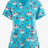 Maevn Keep Calm And Sparkle On Guinea Pigs Women's 3-Pocket STRETCH V-Neck Print Scrub Top