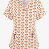Maevn Peace, Love, And Rainbows Women's 3-Pocket STRETCH V-Neck Print Scrub Top