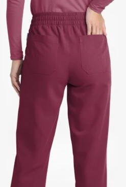 MOVEMENT By Butter-Soft Mira Women's 6-Pocket Wide Leg Scrub Pants - Petite -Cherokee Shop MBS265 WINE 3