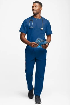 MOVEMENT By Butter-Soft Eclipse Men's 4-Pocket Short Sleeve Henley Scrub Top -Cherokee Shop MBS366 ROYAL 4 S