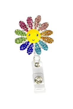 Outside The Box Flower Sparkle & Shine Swivel Badge Reel