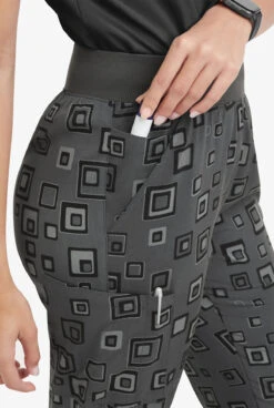 Easy STRETCH By Butter-Soft™ Cuff Floating Tiles Pewter Women’s 5-Pocket Jogger Print Scrub Pants -Cherokee Shop PBU287TPF 3