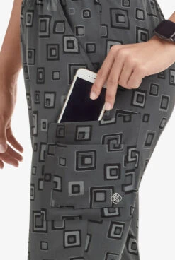 Easy STRETCH By Butter-Soft™ Cuff Floating Tiles Pewter Women’s 5-Pocket Jogger Print Scrub Pants -Cherokee Shop PBU287TPF 6