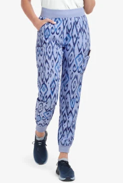 Easy STRETCH By Butter-Soft™ Cuff Uzbek Kilim Ceil Women’s 5-Pocket Jogger Print Scrub Pants