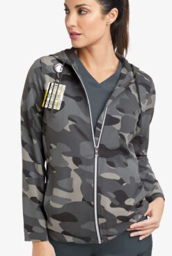 Easy STRETCH By Butter-Soft™ Cloud Camo Pewter Women's 5-Pocket Zip-Front Print Scrub Hoodie 10 Easy STRETCH By Butter-Soft™ Cloud Camo Pewter Women's 5-Pocket Zip-Front Print Scrub Hoodie -Cherokee Shop PBU392PCL 3 HV S