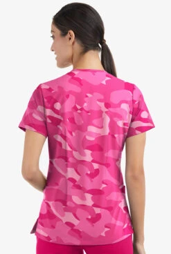 Easy Stretch By Butter-Soft Cloud Camo Flirt Women's 2-Pocket Mitered V-Neck Printed Scrub Top -Cherokee Shop PBU434CCFL 3