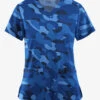 Easy Stretch By Butter-Soft Cloud Camo Navy Women's 2-Pocket Mitered V-Neck Printed Scrub Top