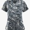 Easy Stretch By Butter-Soft Cloud Camo Pewter Women's 2-Pocket Mitered V-Neck Printed Scrub Top