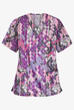 UA Best Buy Antik Ikat Eggplant Women's 3-Pocket V-Neck Print Scrub Top