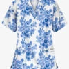 UA Best Buy Brocade Floral White Printed Women's 3-Pocket V-Neck Scrub Top