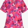UA Best Buy Floral Beauty Fuchsia Women's 3-Pocket V-Neck Print Scrub Top