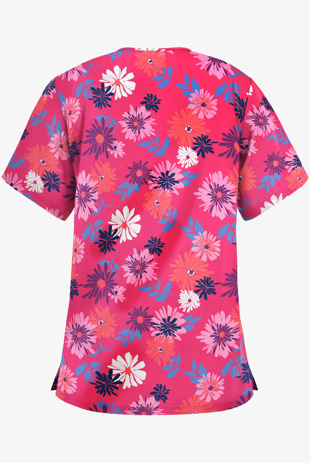 UA Best Buy Floral Beauty Fuchsia Women's 3-Pocket V-Neck Print Scrub Top 2 UA Best Buy Floral Beauty Fuchsia Women's 3-Pocket V-Neck Print Scrub Top - Image 2