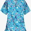 UA Butter-Soft Unicorn Adventure Turquoise Women's 2-Pocket V-Neck Print Scrub Top