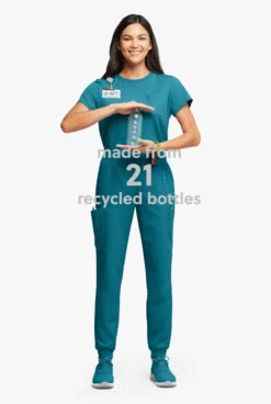 ReSurge Amber Women's Modern 7-Pocket Flat Front Slim Leg Jogger Scrub Pants 10 ReSurge Amber Women's Modern 7-Pocket Flat Front Slim Leg Jogger Scrub Pants -Cherokee Shop RE5516 091123 CARIB 5