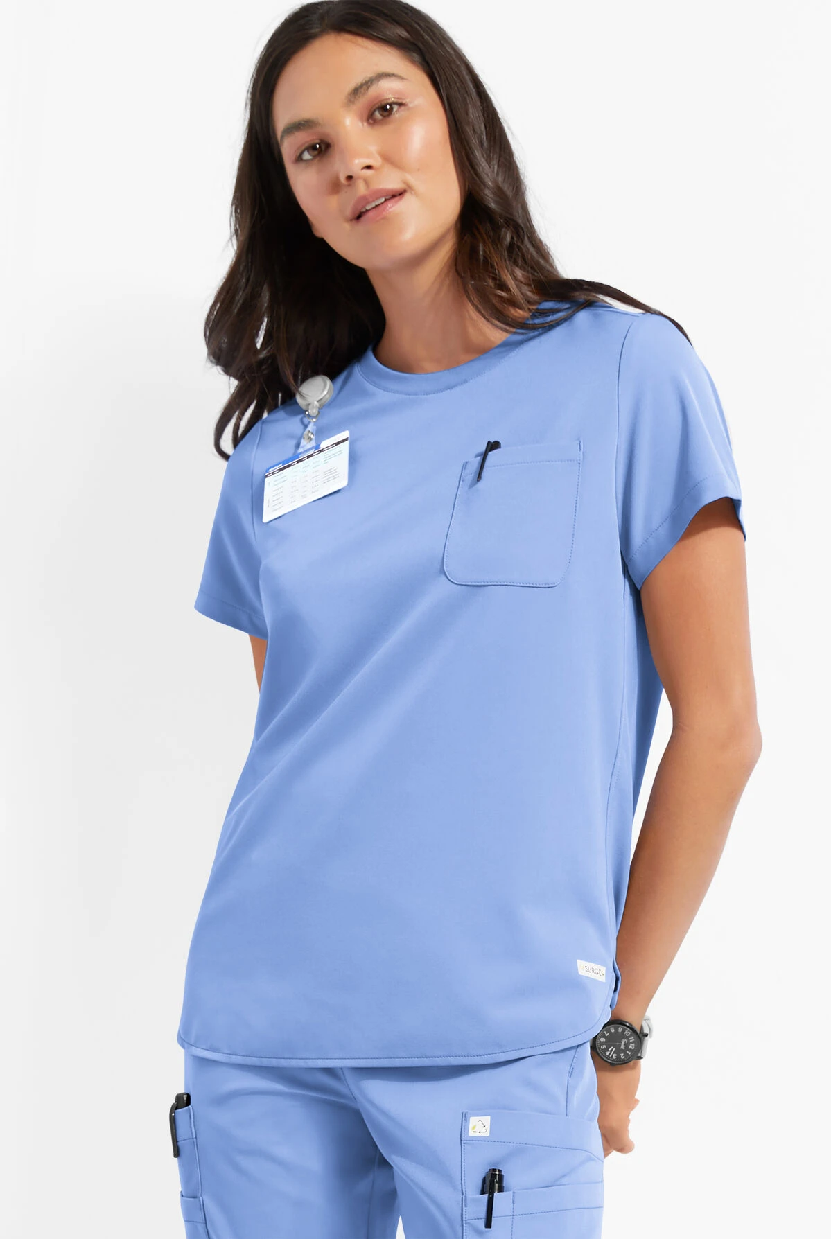 ReSurge Citrine Women's Crew Neck Tuck In / Wear Out Scrub Top 2 ReSurge Citrine Women's Crew Neck Tuck In / Wear Out Scrub Top - Image 2