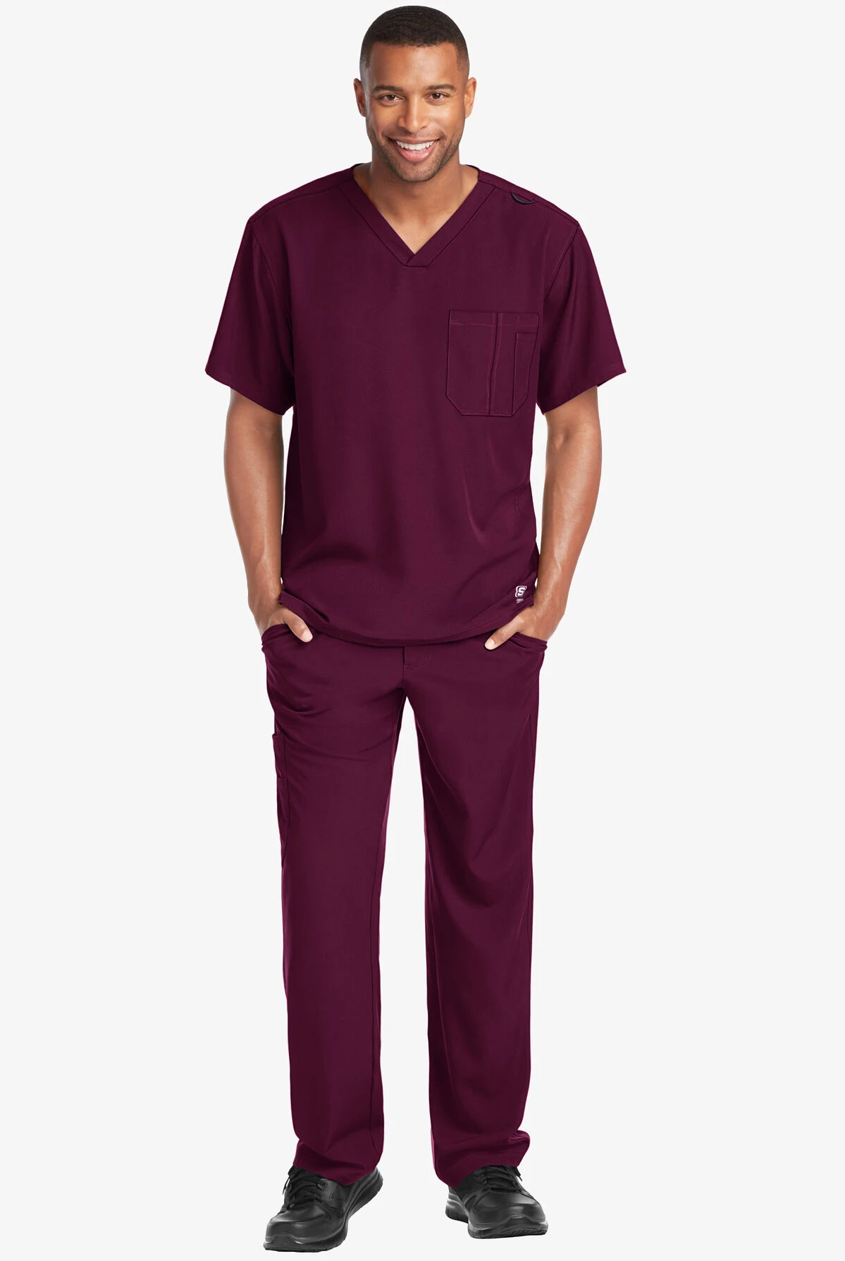 Skechers By Barco Structure Men's 1-Pocket STRETCH V-Neck Scrub Top 2 Skechers By Barco Structure Men's 1-Pocket STRETCH V-Neck Scrub Top - Image 2