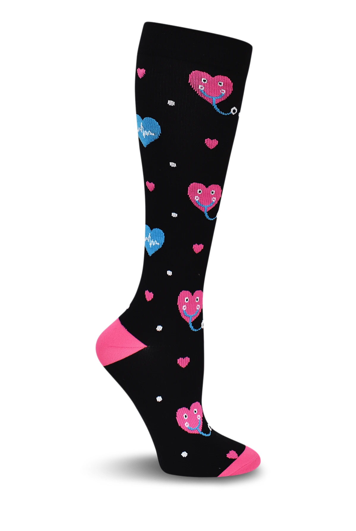 Think Medical Stethoscopes And Hearts Women's 10-14 MmHg Wide Light Compression Socks 1 Think Medical Stethoscopes And Hearts Women's 10-14 MmHg Wide Light Compression Socks