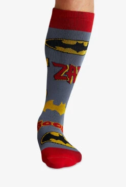 Cherokee Tooniforms Batman Mania Men's 8-12 MmHg Light Compression Socks