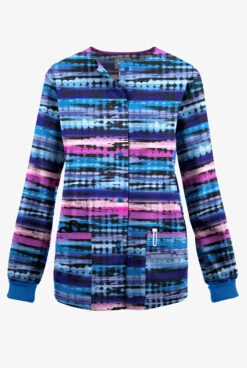 Butter-Soft Originals Rio Stripe Women's 3-Pocket Warm-Up Printed Scrub Jacket