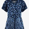 Butter-Soft Originals Jakarta Border Navy Women's 2-Pocket Scallop Neck Printed Scrub Top