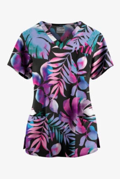 Butter-Soft Originals Aloha Breeze Women's 7-Pocket Curved V-Neck Printed Scrub Top 