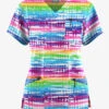 Butter-Soft Originals Rio Stripe Women's 7-Pocket Curved V-Neck Printed Scrub Top 