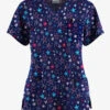 Butter-Soft Originals Summer Starburst Navy Women's 7-Pocket Curved V-Neck Printed Scrub Top 