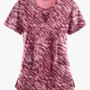 Easy STRETCH By Butter-Soft™ Abstract Animal Wine Women's 4-Pocket Lace Up V-Neck Print Scrub Top