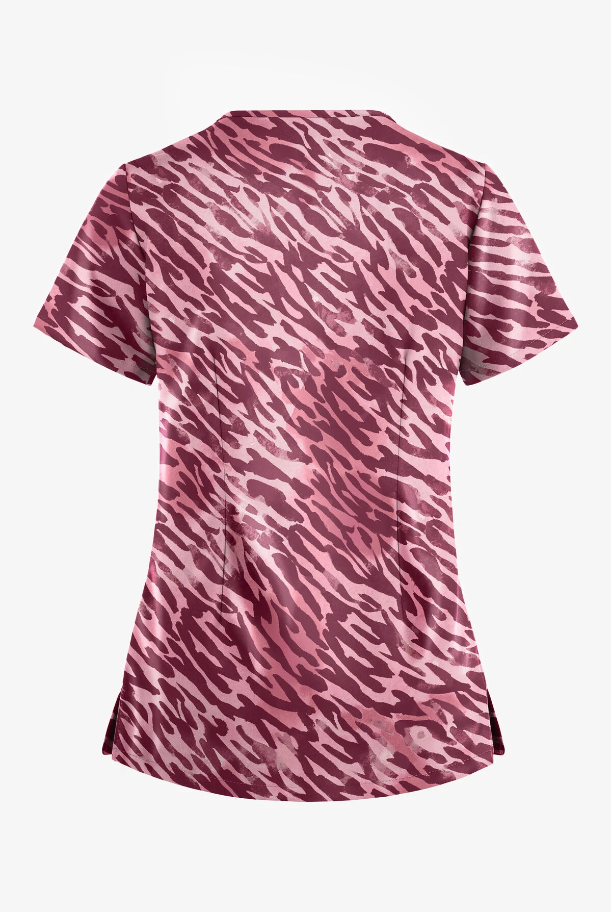 Easy STRETCH By Butter-Soft™ Abstract Animal Wine Women's 4-Pocket Lace Up V-Neck Print Scrub Top 2 Easy STRETCH By Butter-Soft™ Abstract Animal Wine Women's 4-Pocket Lace Up V-Neck Print Scrub Top - Image 2