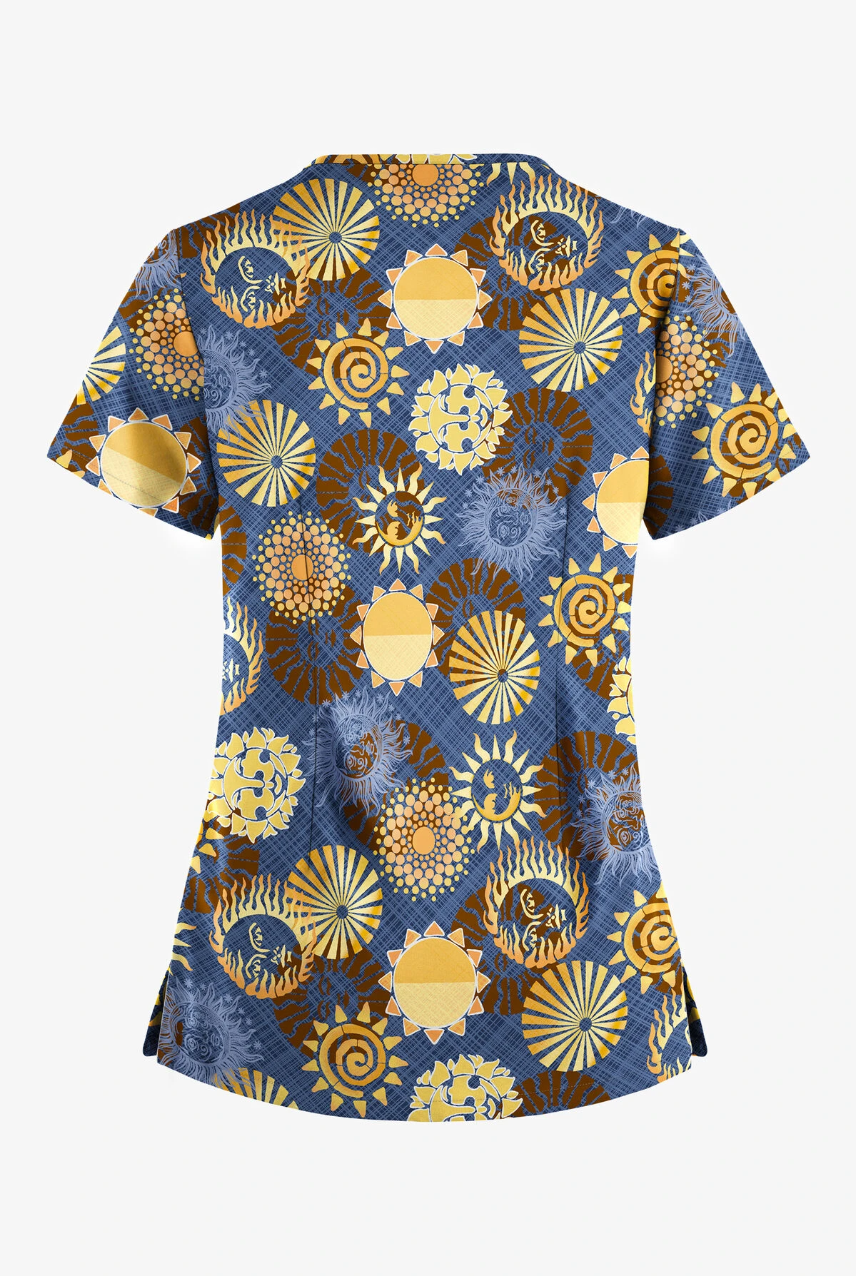 Easy STRETCH By Butter-Soft™ Celestial Skies Navy Women's 4-Pocket Lace Up V-Neck Print Scrub Top 2 Easy STRETCH By Butter-Soft™ Celestial Skies Navy Women's 4-Pocket Lace Up V-Neck Print Scrub Top - Image 2