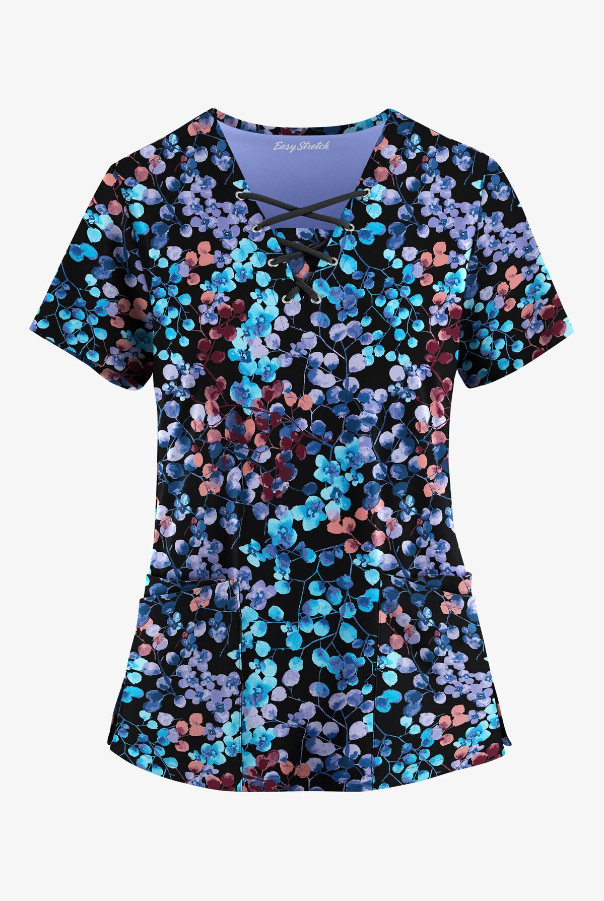 Easy STRETCH By Butter-Soft™ Floral Blossoms Women's 4-Pocket Lace Up V-Neck Printed Scrub Top 1 Easy STRETCH By Butter-Soft™ Floral Blossoms Women's 4-Pocket Lace Up V-Neck Printed Scrub Top